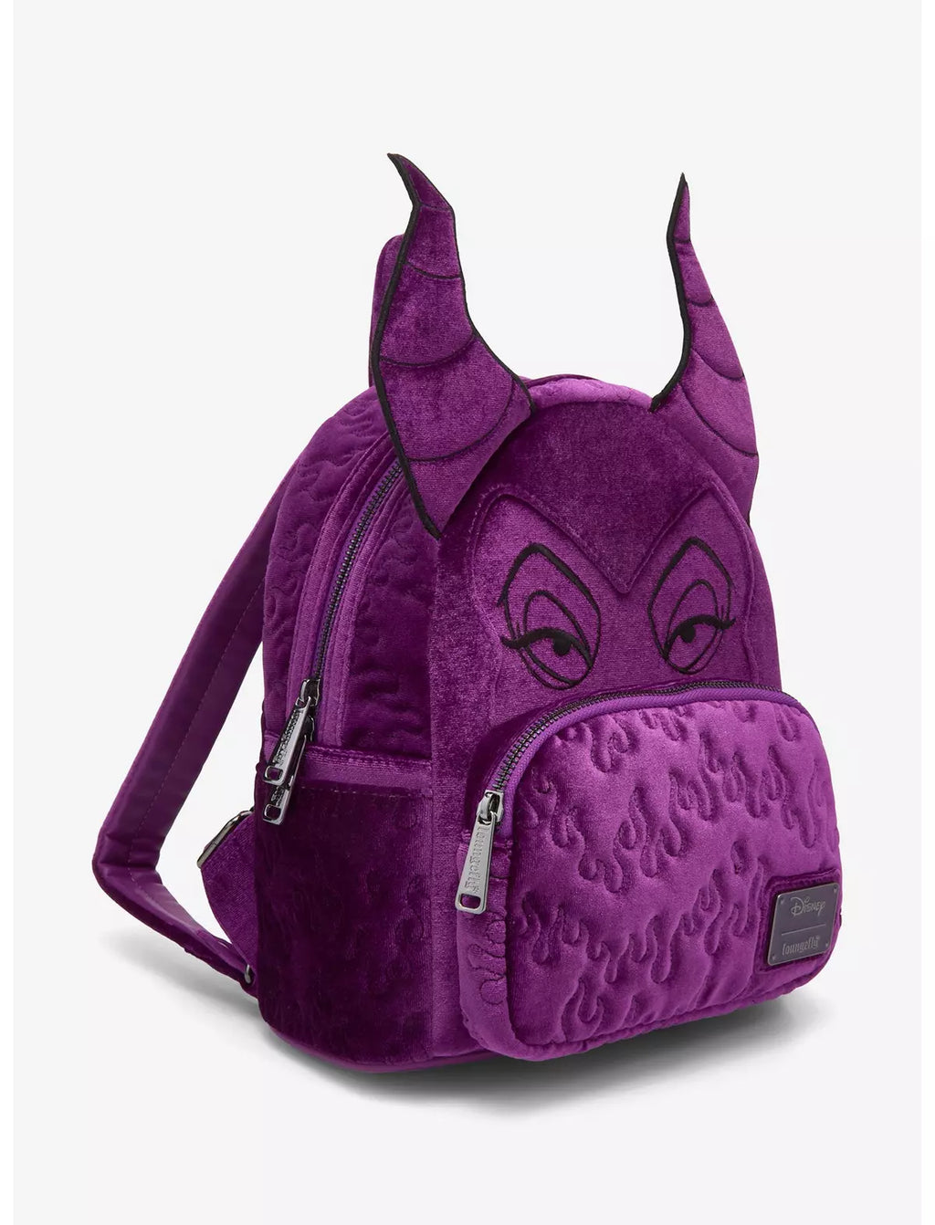 Loungefly Disney Sleeping Beauty Purple Velvet Maleficent Figural Mini Backpack