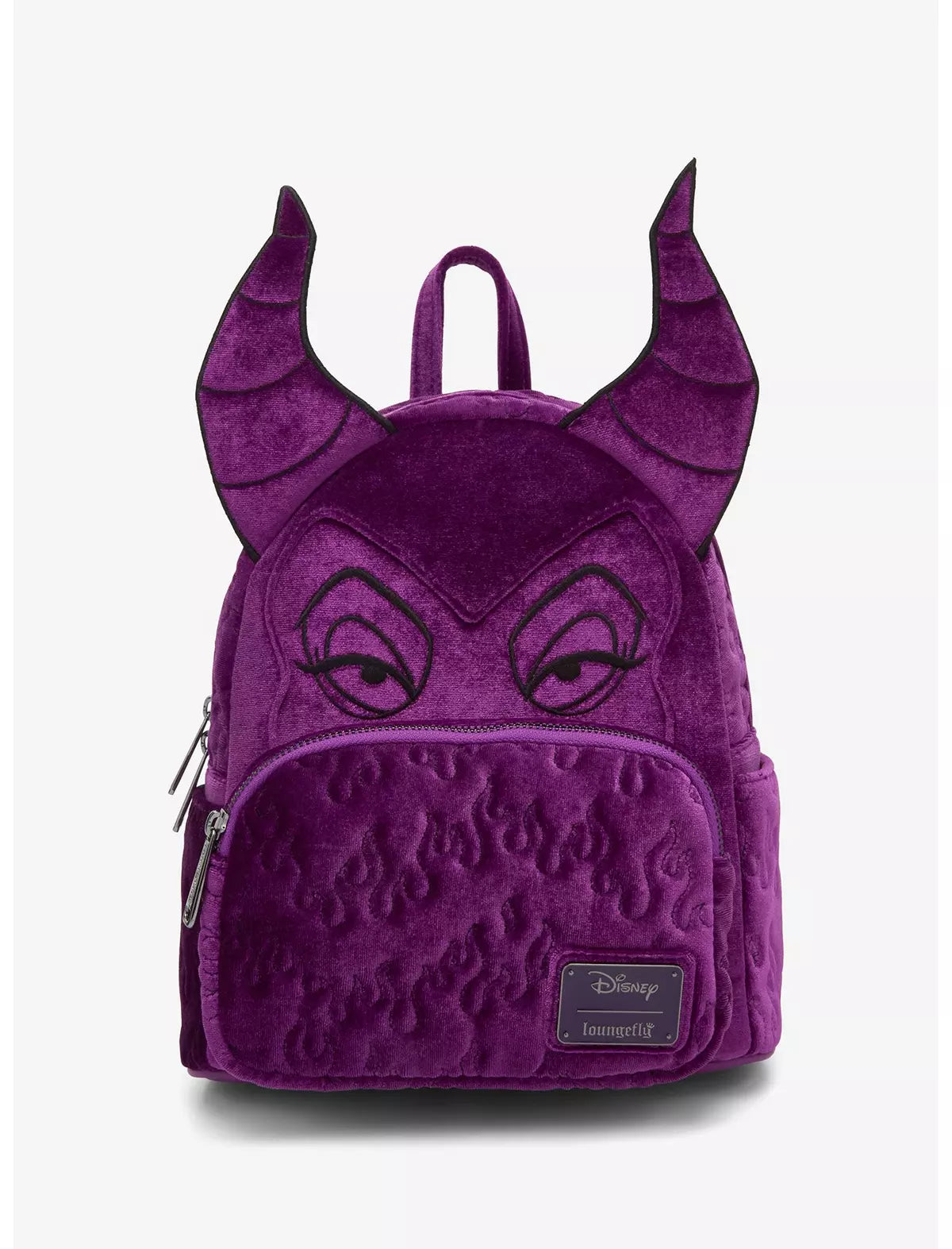 Loungefly Disney Sleeping Beauty Purple Velvet Maleficent Figural Mini Backpack