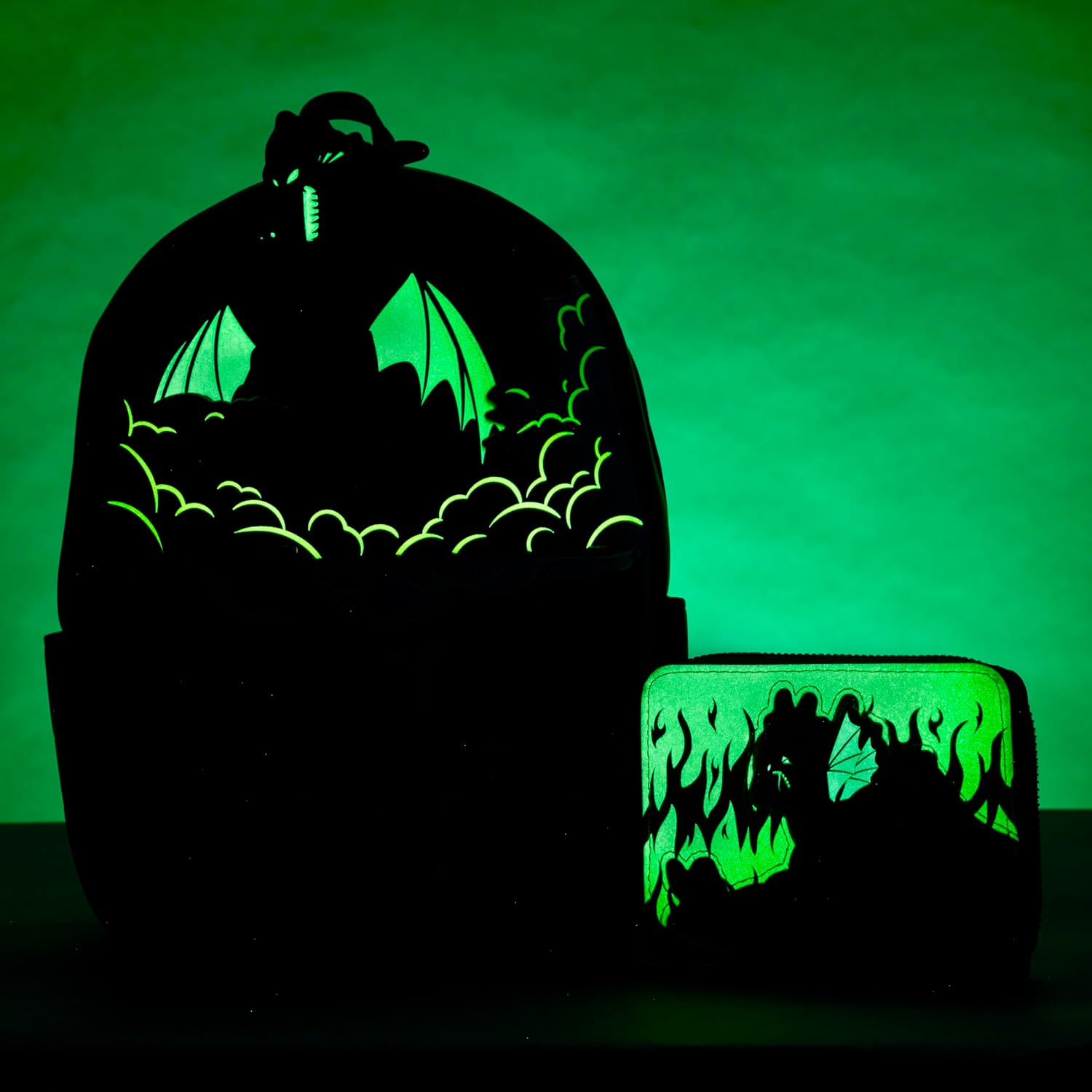 Loungefly Disney Backpack: Maleficent Dragon Lenticular and Glow in The Dark Mini-Backpack, Amazon Exclusive