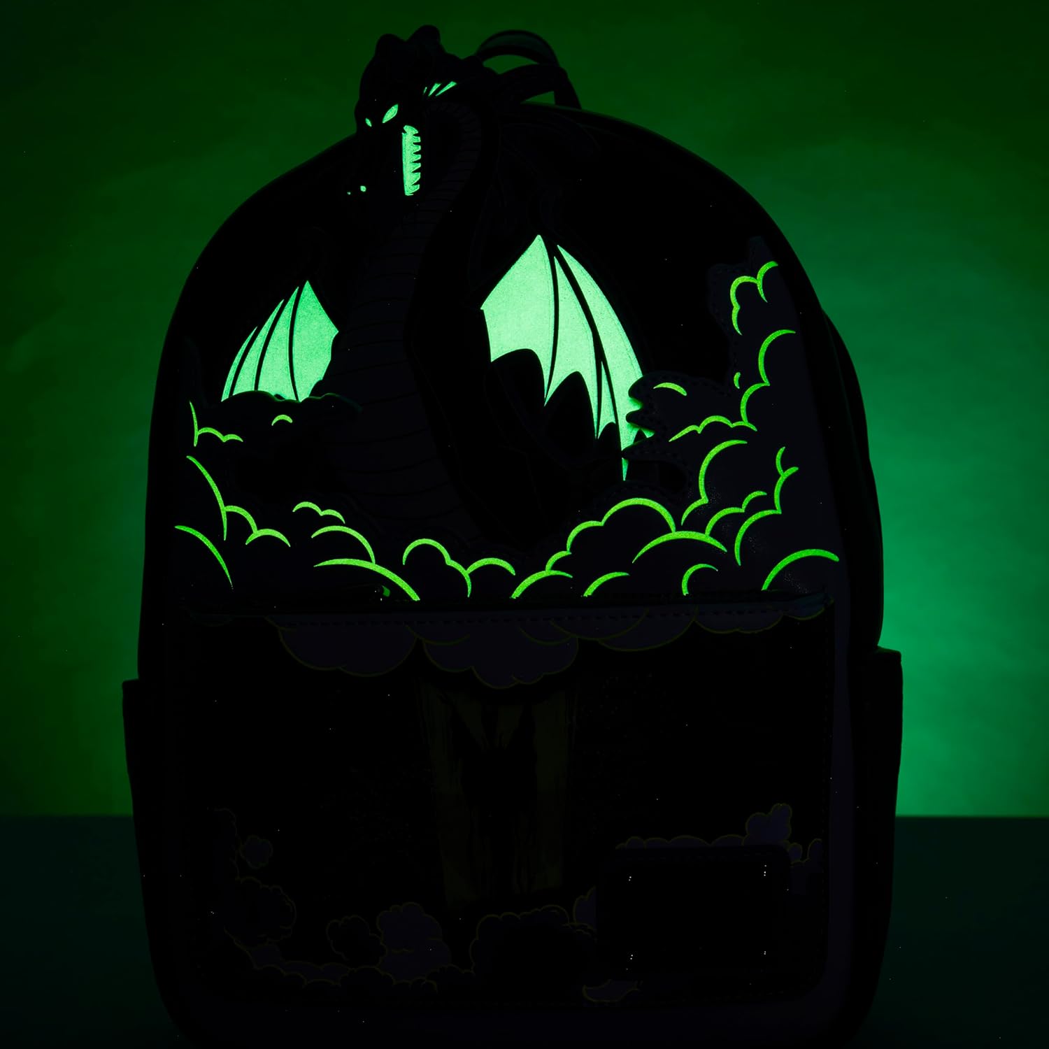 Loungefly Disney Backpack: Maleficent Dragon Lenticular and Glow in The Dark Mini-Backpack, Amazon Exclusive