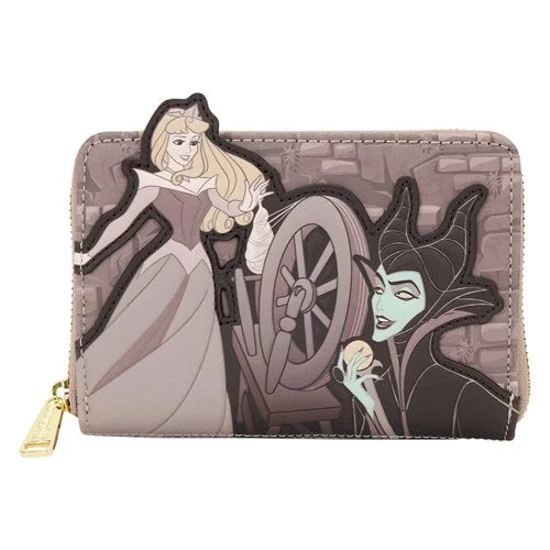 Sleeping Beauty Spinning Wheel Zip Around Wallet